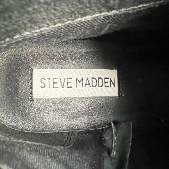 Steve Madden Womens Prague Black Leather Studded Toe Ankle Booties size 6 - Picture 13 of 16